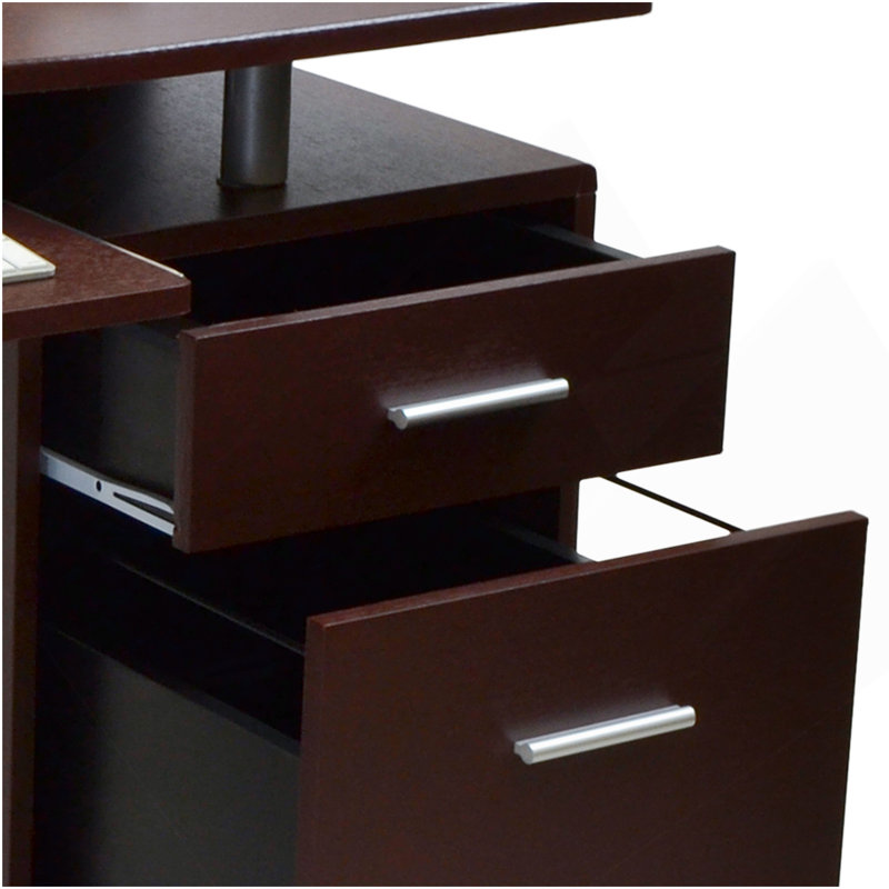 Techni Mobili Stylish Computer Desk With Storage, Chocolate