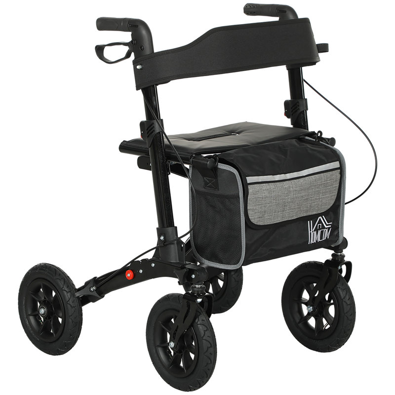 HOMCOM Rollator Walker Lightweight Mobility Walker with All-Terrain Wheels