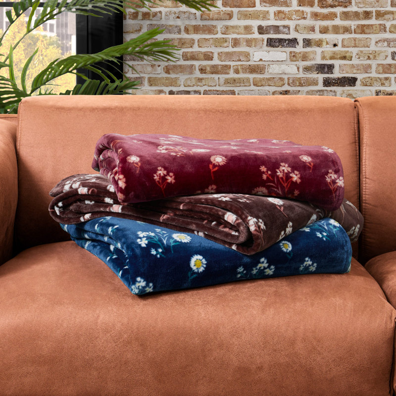 Lucky Brand Daisy Blankets, Dark Brown, Throw