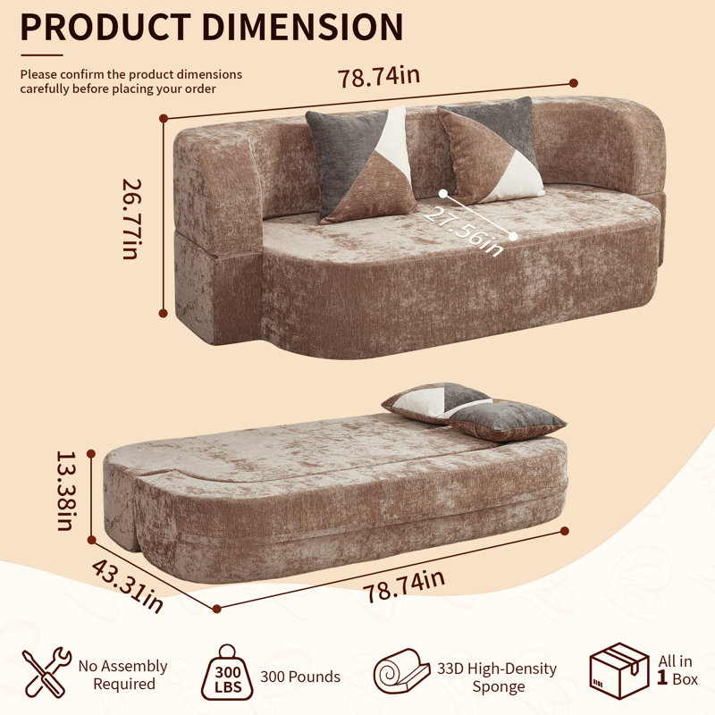 Upholstered 78.74 " Sofa Bed
