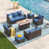 Coussin bleu / cadre brun est en rupture de stock