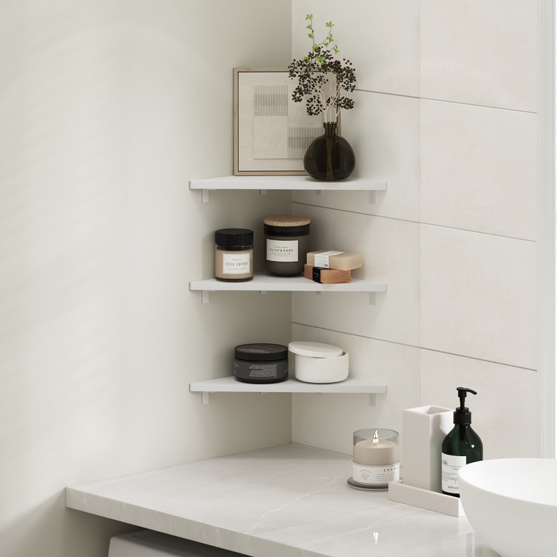 Quenten 3 Piece Triangle Bracket Shelf, White