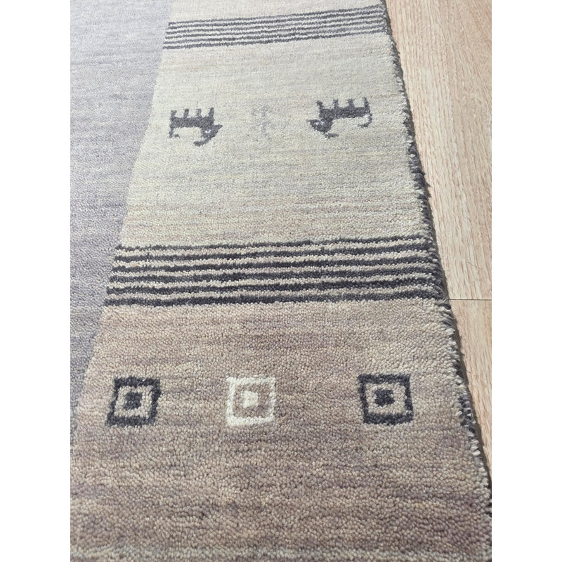 Handloomed Gray Gabbeh Tribal Wool Area Rug, 8' x 10'