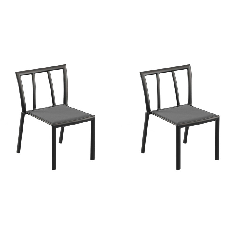 Markoe Stacking Metal Patio Side Chair, 2