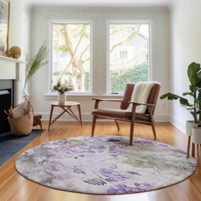 Premium Machine Washable Prisco Purple Rug
