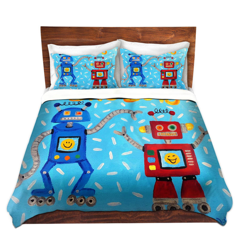 Ensemble de housse de couette brobots, 1 housse + 2 taies très grand lit