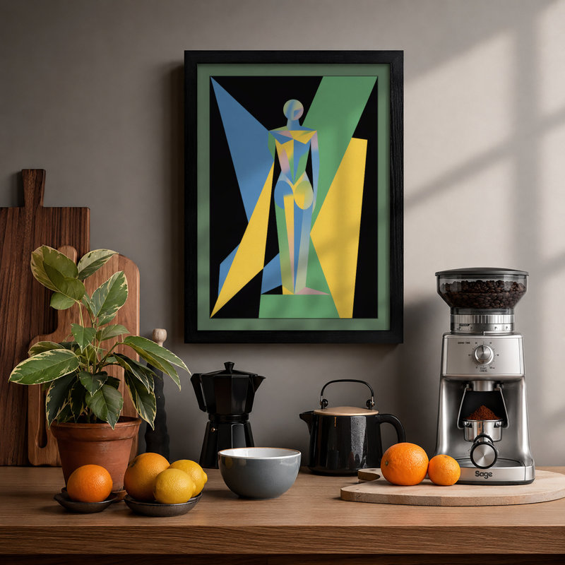 Figure in Motion Art Deco - Framed Print, A4 - 29.7 x 21.0 cm, Black