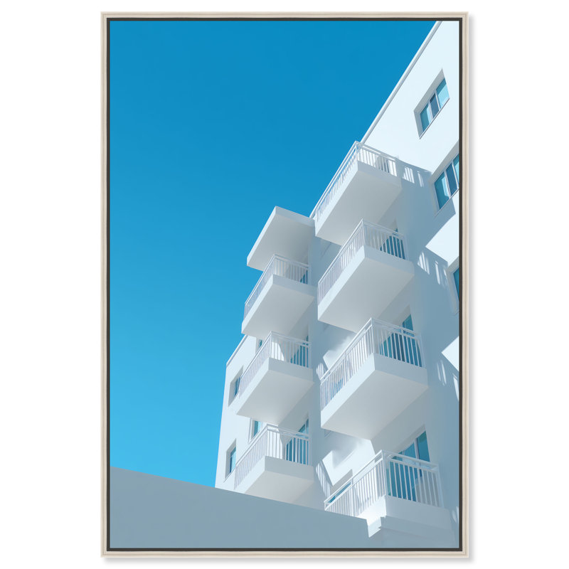 Modular White I Print by Oliver Gal, 25"H x 37"W, Silver Floater Frame
