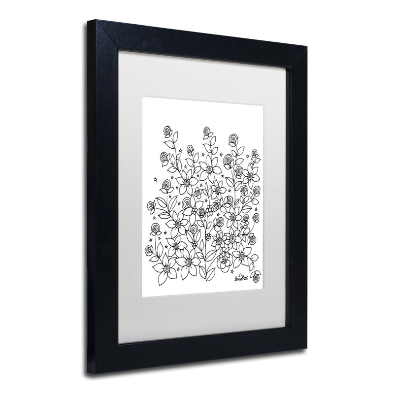 « simple fleur doodle », impression sur toile encadrée, H 14 po x l 11 po x P 0,5 po, Blanc