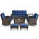 7-Pieces Wicker Outdoor Conversation Set for 6 Person With 2 Rocking and Swivel Chairs & Fire Pit Table