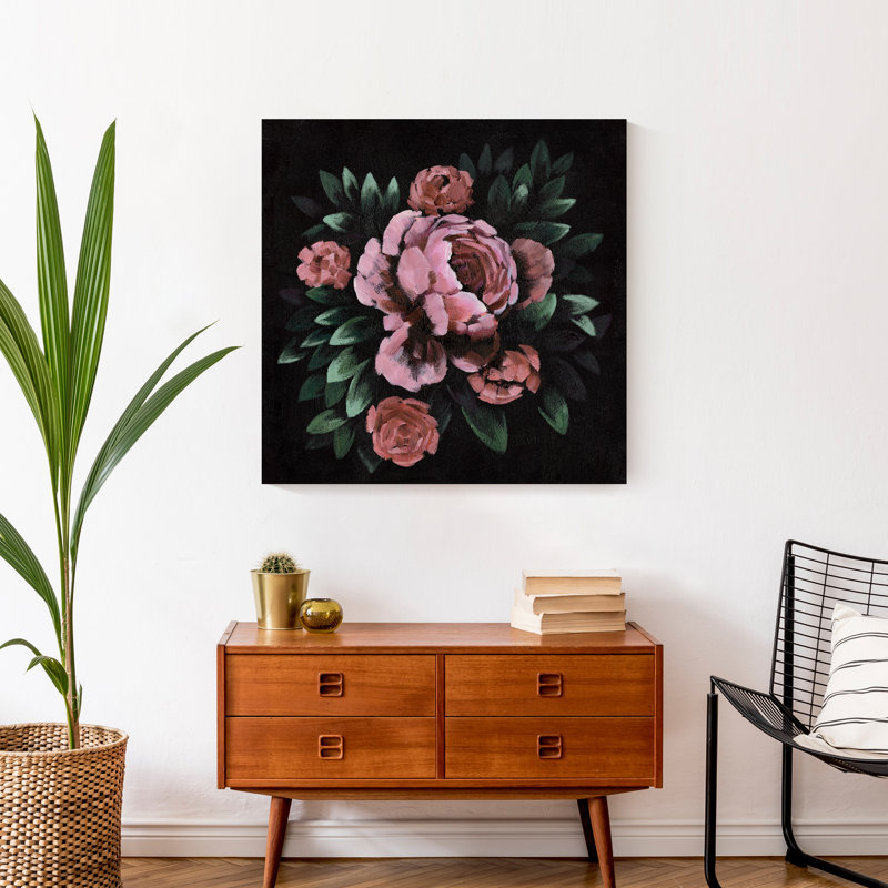 Dark Moody Florals 24x24 Canvas Wall Art