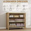 Commode 3 pièces en rotin pour chambre à coucher, commode haute 29 po, commode haute Boho avec rangement, commode en bois pour commode pour chambre à coucher