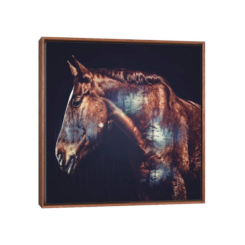 Horse 1 Piece Wall Art on Canvas, 66.04 cm H x 66.04 cm W, Classic Brown Wood Framed