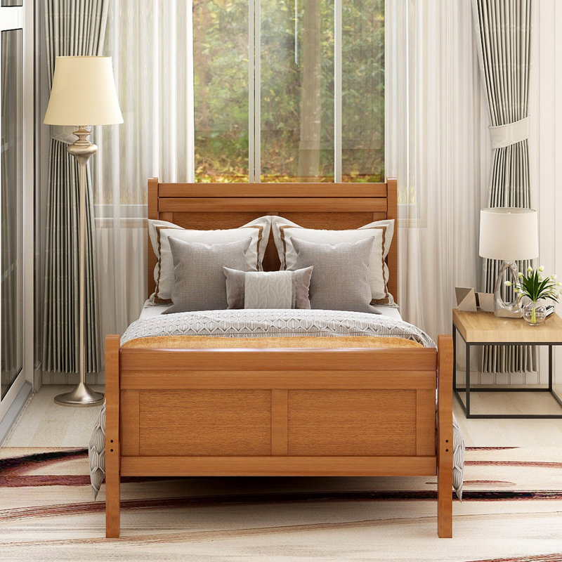 Wood Platform Bed Twin Bed Frame Mattress Foundation Sleigh Bed With Headboard/Footboard/Wood Slat Support