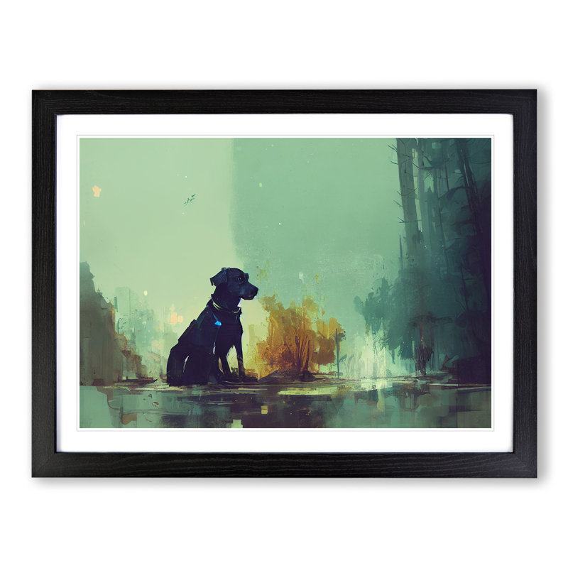 Dog Vol.4 Abstract - Single Picture Frame Print, 34cm H x 46cm W, Black