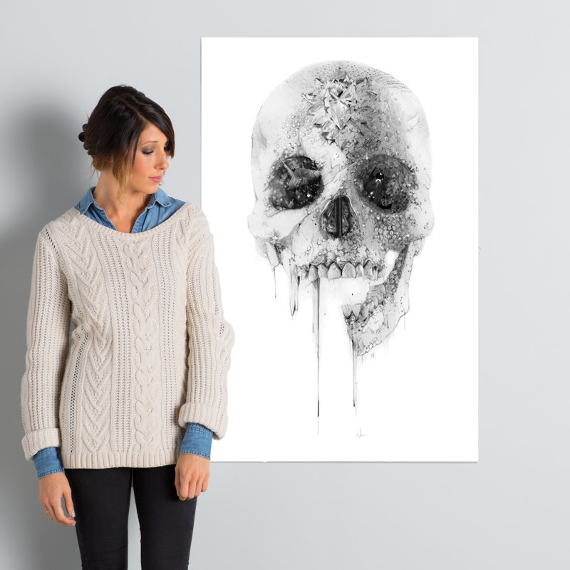 «Crystal Skull», impression sur toile tendue, H 40 po x l 26 po x P 1,5 po, Toile tendue, Pas de tapis
