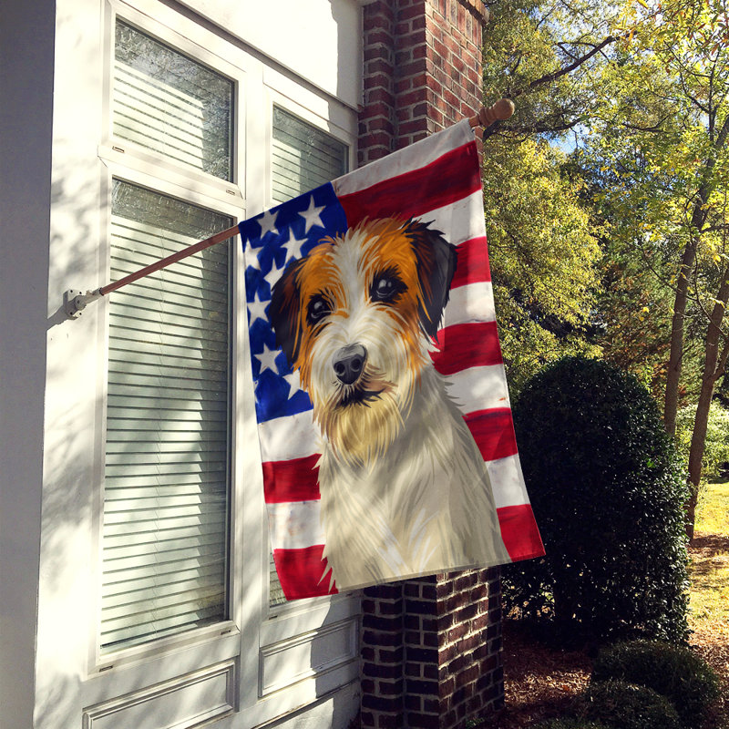 Polyester à 2 côtés 28 x 40 po drapeau maison, Russell Terrier