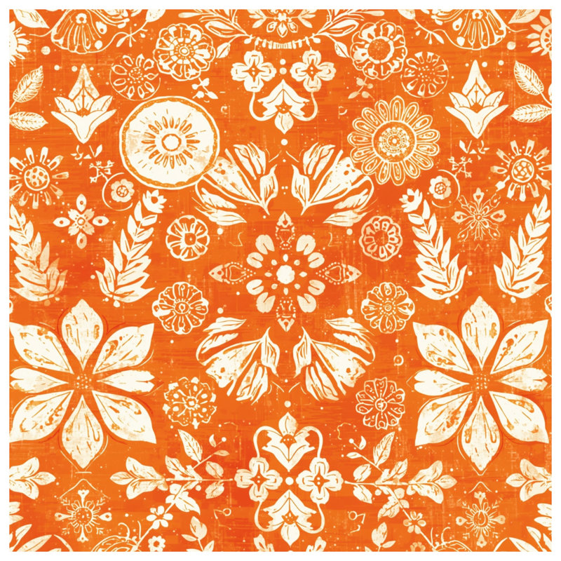 Rideaux de douche orange à motif floral très longs, 70in W x 84in H