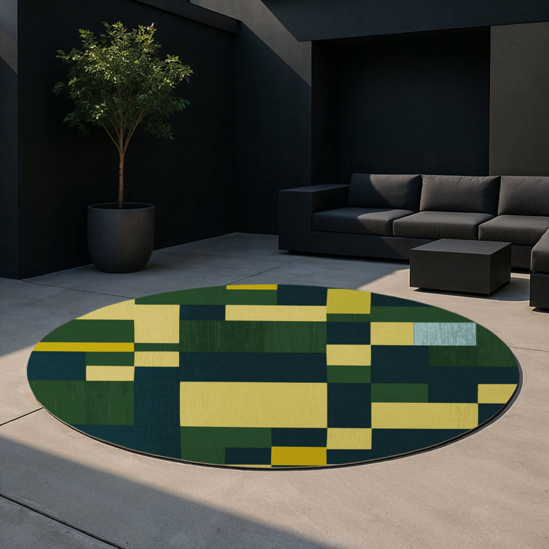 Geometric Grove Indoor And Outdoor Area Rug, Round 5'