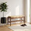 Banc à chaussures en noyer noir de 80 cm de large, recouvert de cuir véritable-130217898-130217899