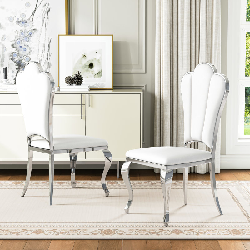 Chaise de salle à manger Mery, Blanc, Argent