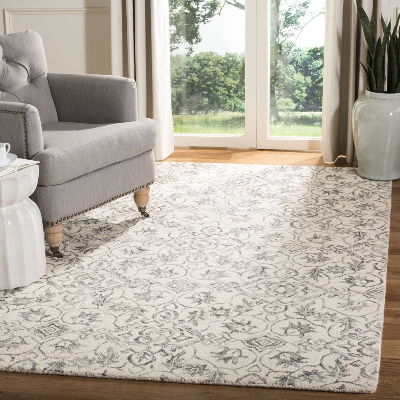 Tapis floral en laine touffeté à la main Pimentel, Rectangle 5 pi x 8 pi