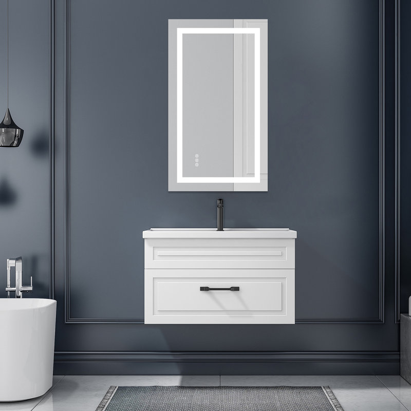 Miroir de salle de bain mural à DEL sans cadre avec éclairage à intensité variable 3 couleurs