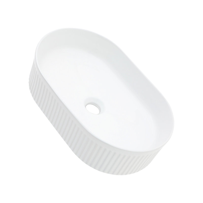 19.4X12.16 Inch White Ceramic Sink Bathroom - Vessel Type, Modern, Stain Drain Opening Package Height