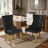 Traditional Velvet Wingback Tufted Solid Wood Upholstered Dining Chairs With Lion Head Pull Ring-173112443