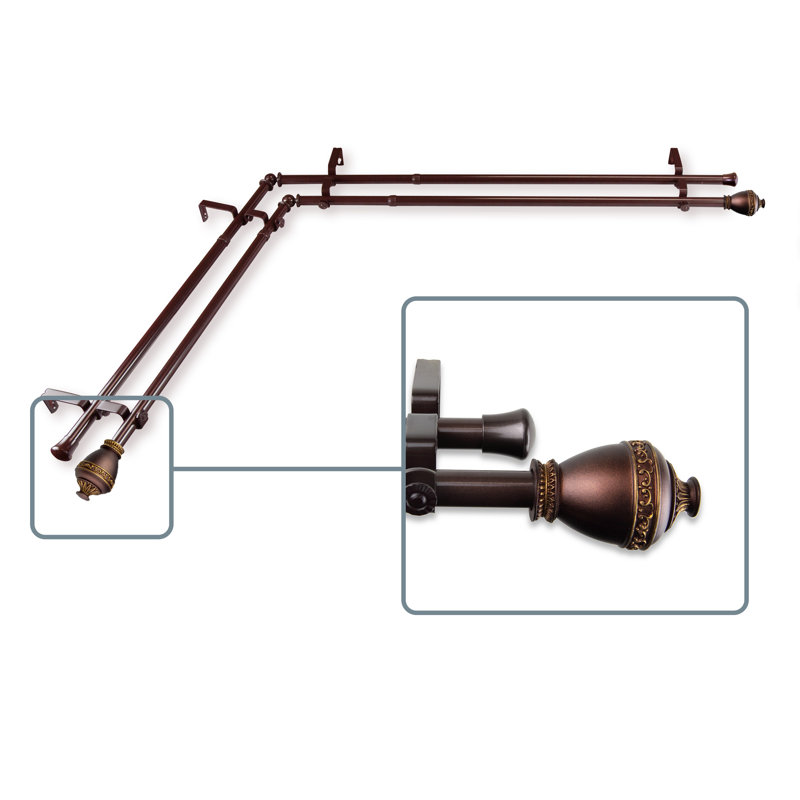 Tringle à rideaux double ajustable Kinbrae, H 66 po x l 120 po, Cacao