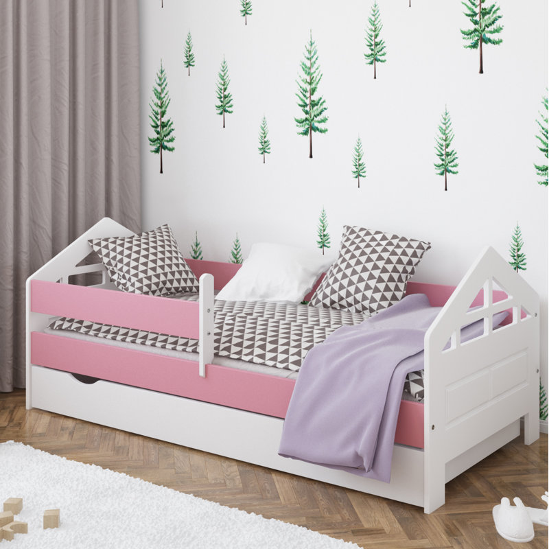 Vezina Cabin Bed with Storage Included, 80 x 140 cm, Pink