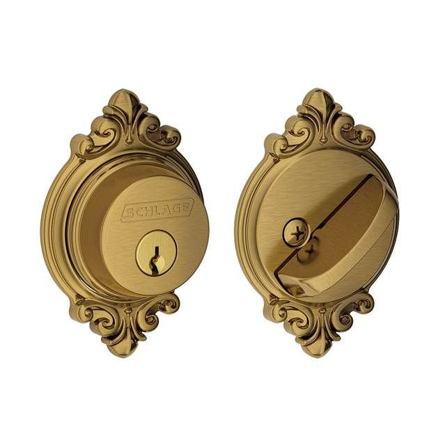 Single Cylinder Deadbolt with Brookshire Trim, Antique Brass, Keyed Alike, Yes