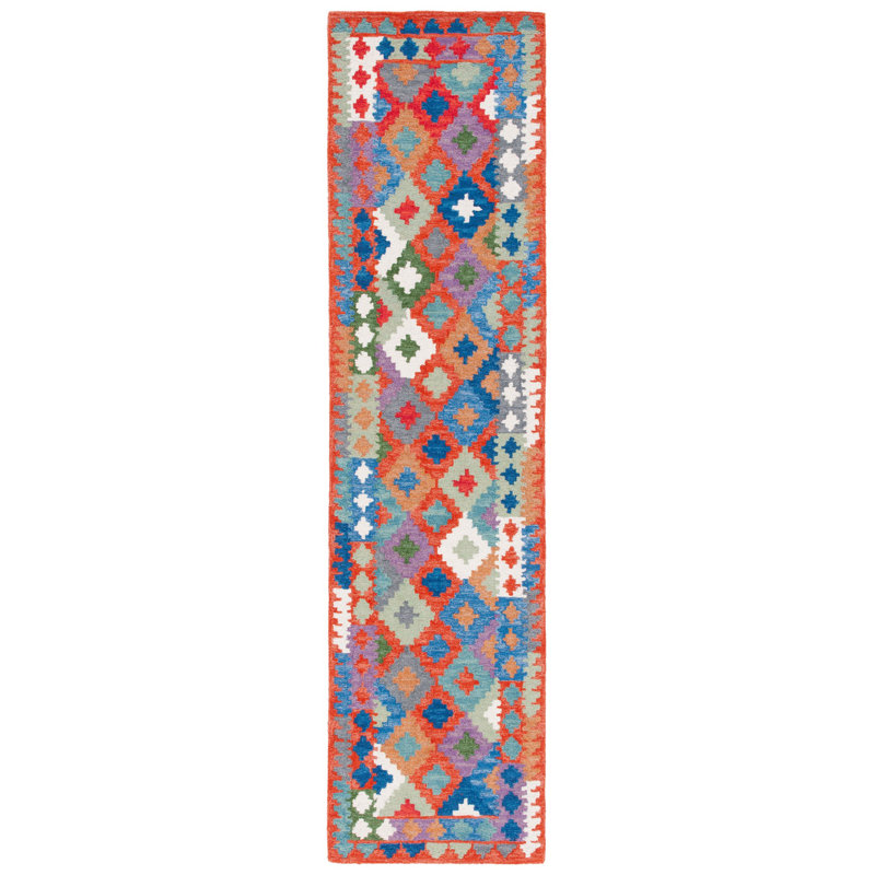Tapis orange / bleu Horwich, Tapis de couloir 2 pi 3 po x 9 pi