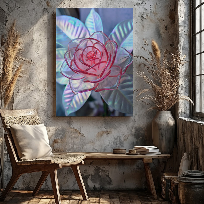 Toile, art mural rose délicat et rose, H 12 po x l 9 po