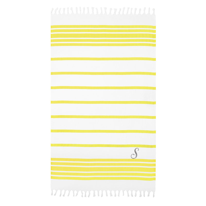Serviette de plage 100% coton à chevrons, Bleu royal / marine, S