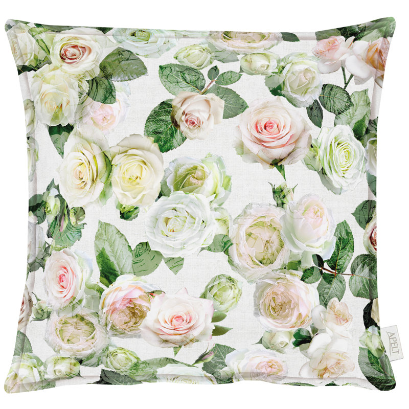 Summergarden Floral Square Cushion, Green/Yellow, 49 x 49cm, Pillow Cover Only - No Insert