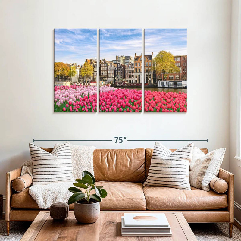 Tulipes du canal Sirci à Amsterdam, H 36 po x l 57 po
