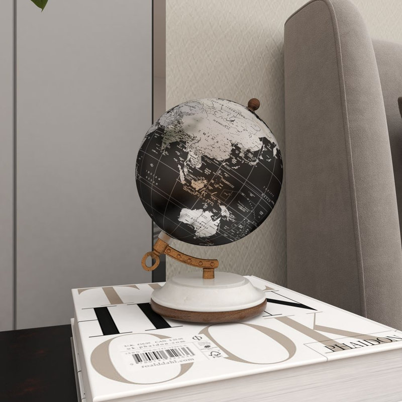 Globe terrestre éducatif / géométrique en plastique avec base en marbre, Noir