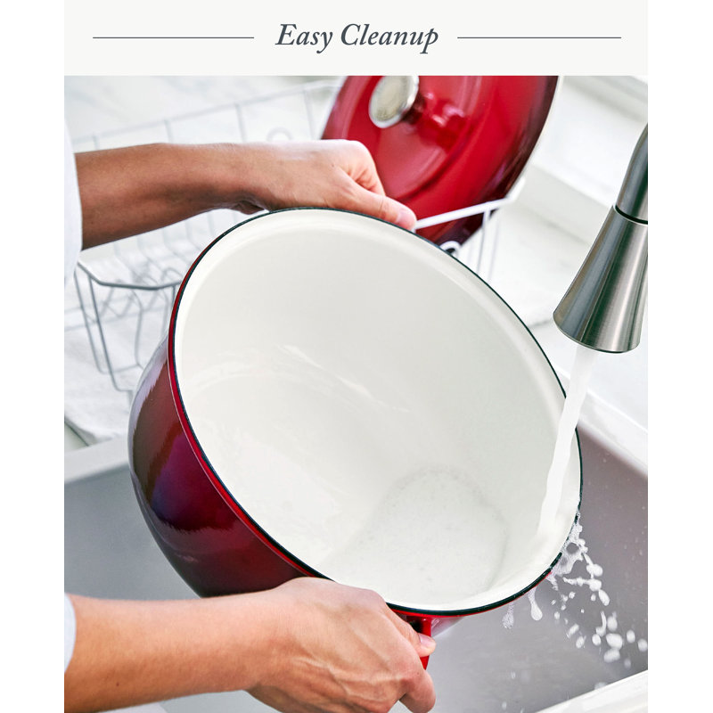 Lava Red Enameled Cast Iron 5.3QT Dutch Oven with Lid
