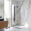 Paroi de douche fixe sans cadre de l 34 po x H 74 po avec verre de 3/8 po Zenith