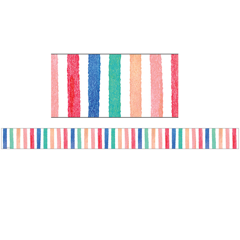 Teacher Created Resources Watercolor Stripes Border Trim, 35 Feet Per Pack, 6 Packs
