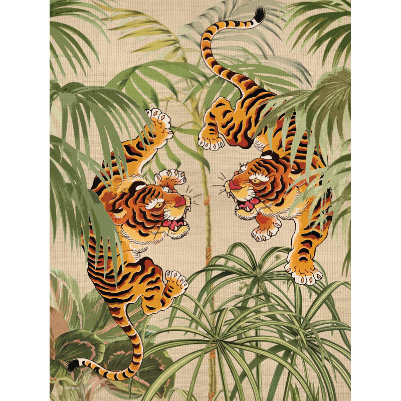 Tropical Tigers I par Amber Sterling, Papier doré encadré d'une seule photo, H 16 po x l 12 po, Blanc