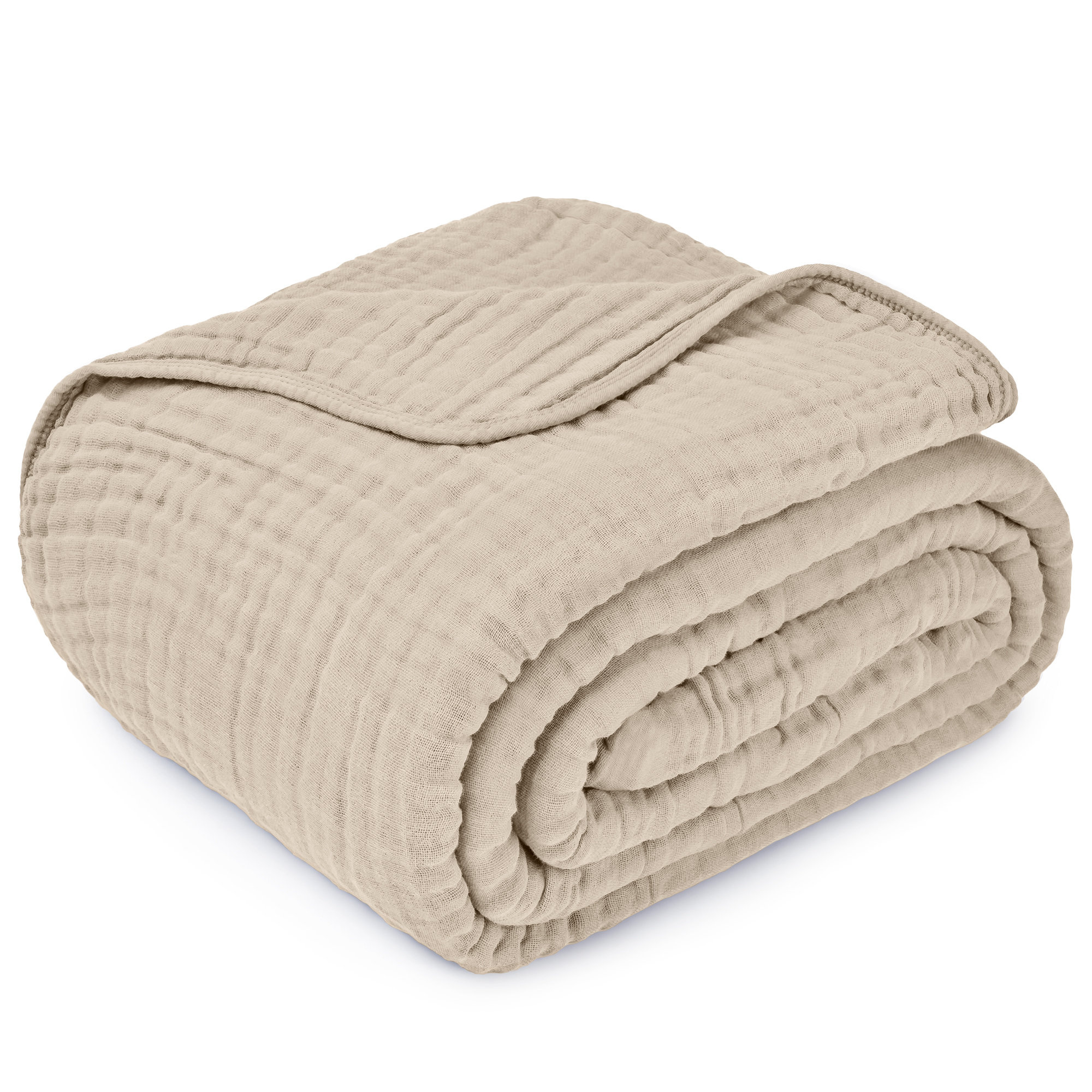 Karlina Muslin Blanket, Queen, Sand