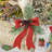 Set Of 2 48" Tall Large Iron Reindeer With Pinecone Bow