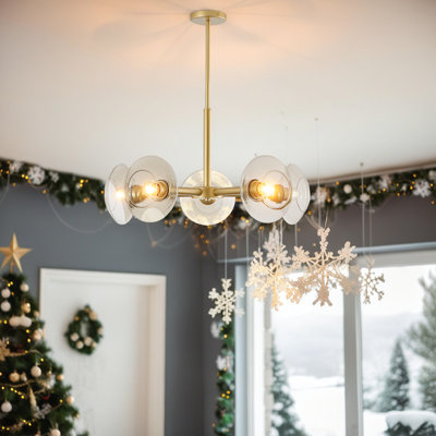 36" Modern Gold 8-Light Sputnik Chandelier with Clear Glass Shades?