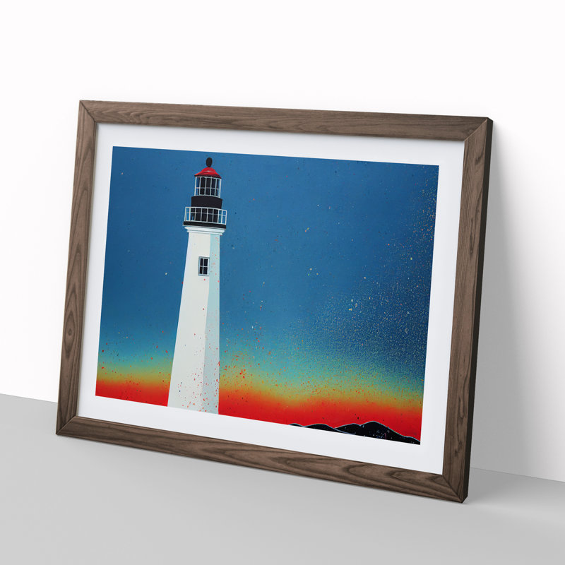 XH1022-6648X Painted Lighthouse Vol.4 - Single Picture Frame Print, 34cm H x 46cm W x 2cm D, Walnut Framed