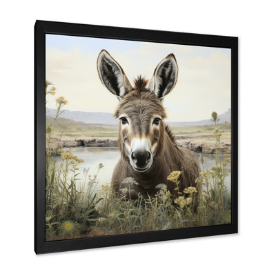 Farmhouse donkey in field III - Donkey Wall Art For Living Room