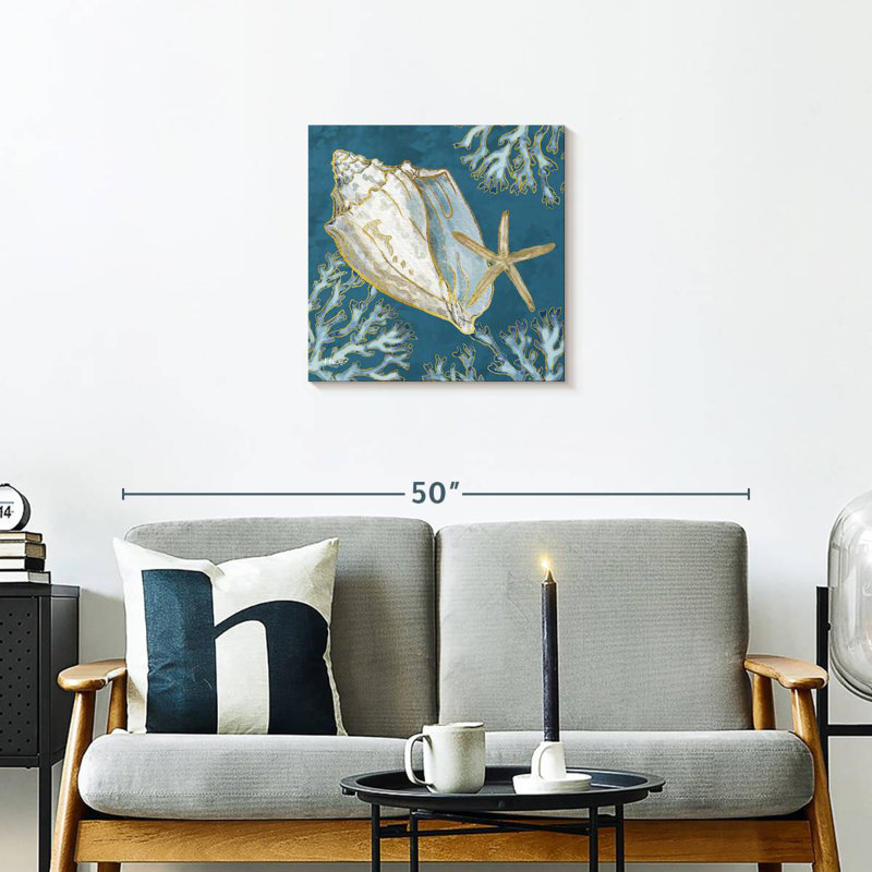 Aletra Playa Shells Indigo III, 20" H x 20" W