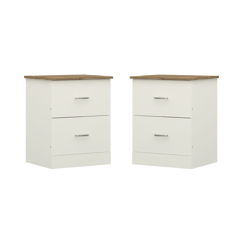 Allyannah 2 Pieces Bedroom Set, Ivory/Oak