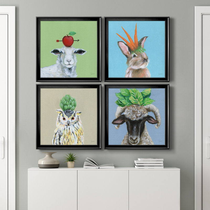 «Playful Nature», ensemble de 4 cadres photo sur toile, H 17,5 po x l 70 po x P 1,5 po, Noir